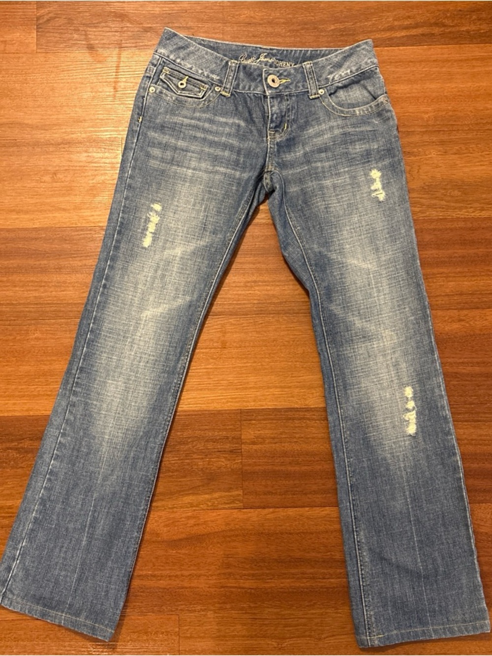 Guess Jeans Distressed Medium Wash Low Rise Bootcut Jeans
